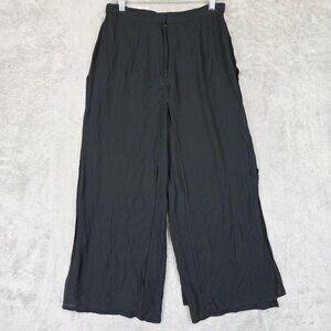 Tadashi Pants Womens L Black Crepe Wide Leg Dress Slit Pockets Lightweight